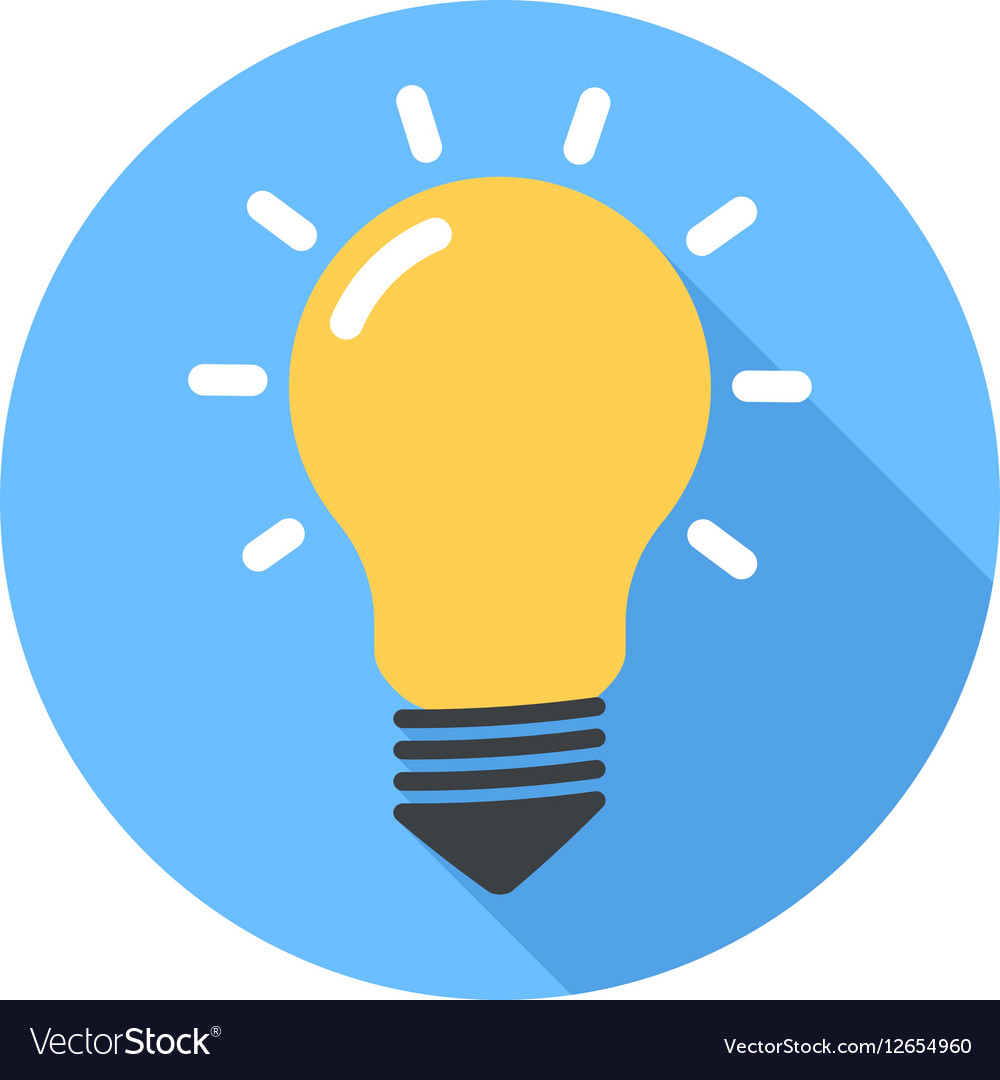 Lightbulb Flat Design Icon Royalty Free Vector Image