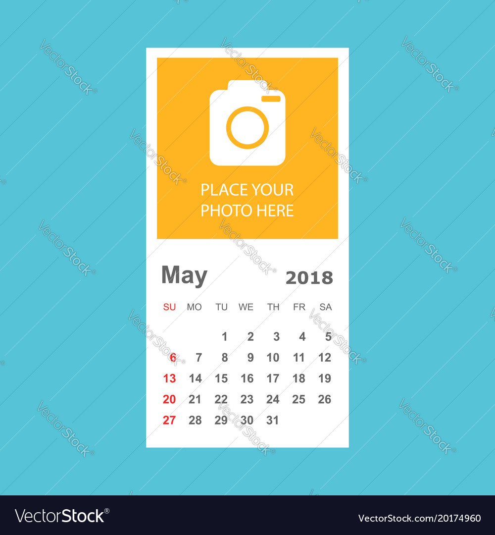 May 2018 calendar planner design