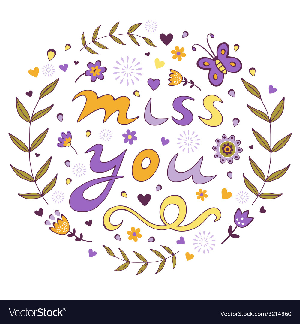 Miss you card Royalty Free Vector Image - VectorStock