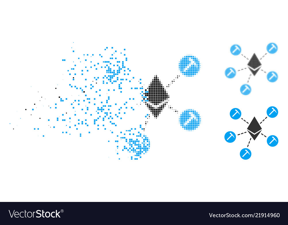 Moving dot halftone ethereum mining pool icon vector image Moving dot halftone ethereum mining pool icon