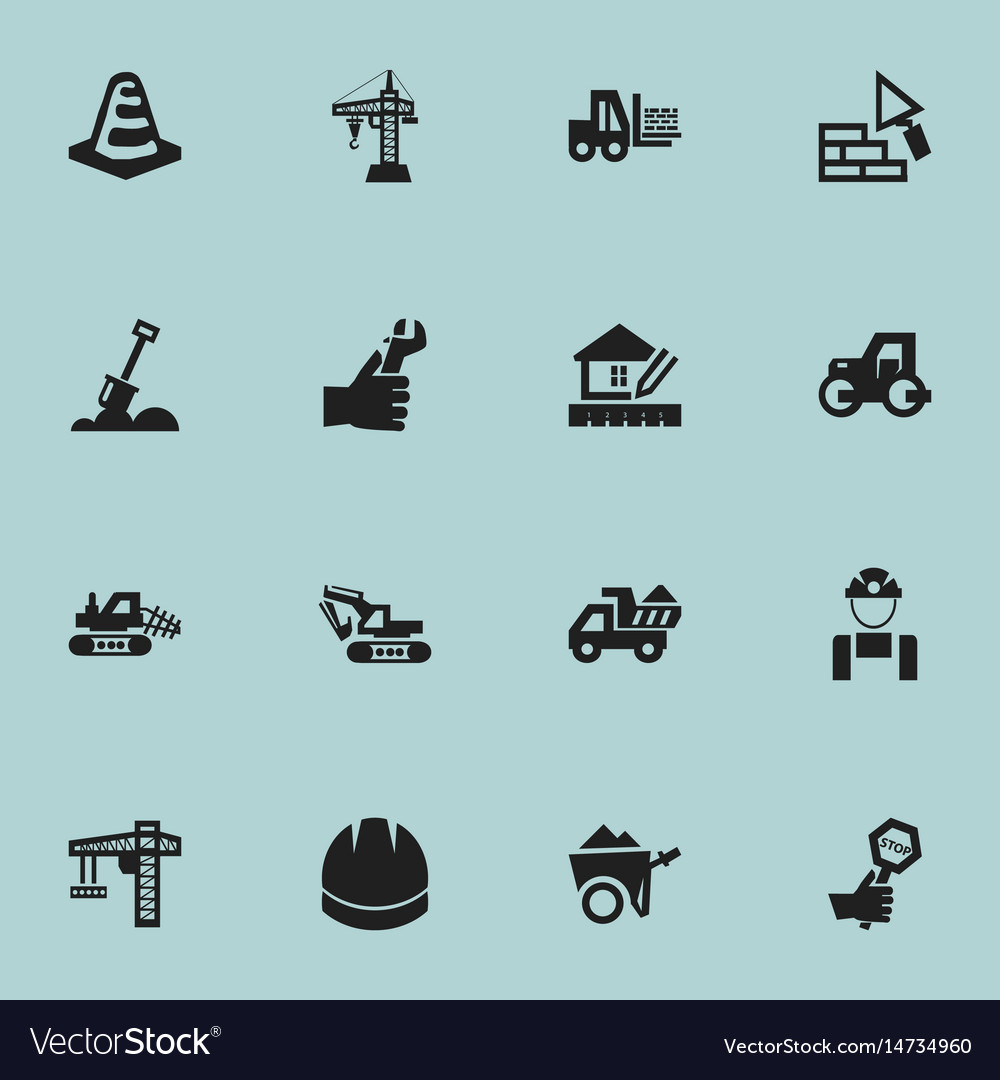 Set of 16 editable building icons includes
