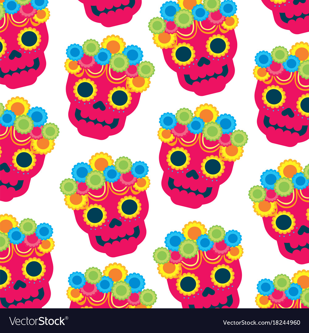 Skull flowers the day of death mexican