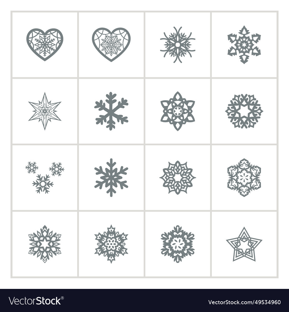 Snowflake icon set winter