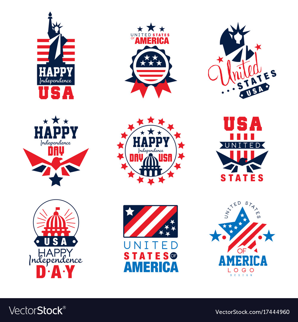 United states america logo templates set happy Vector Image