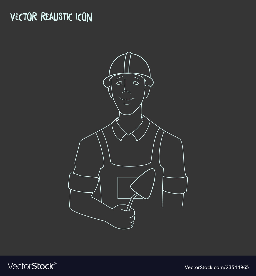 Builder icon line element vector image Builder icon line element