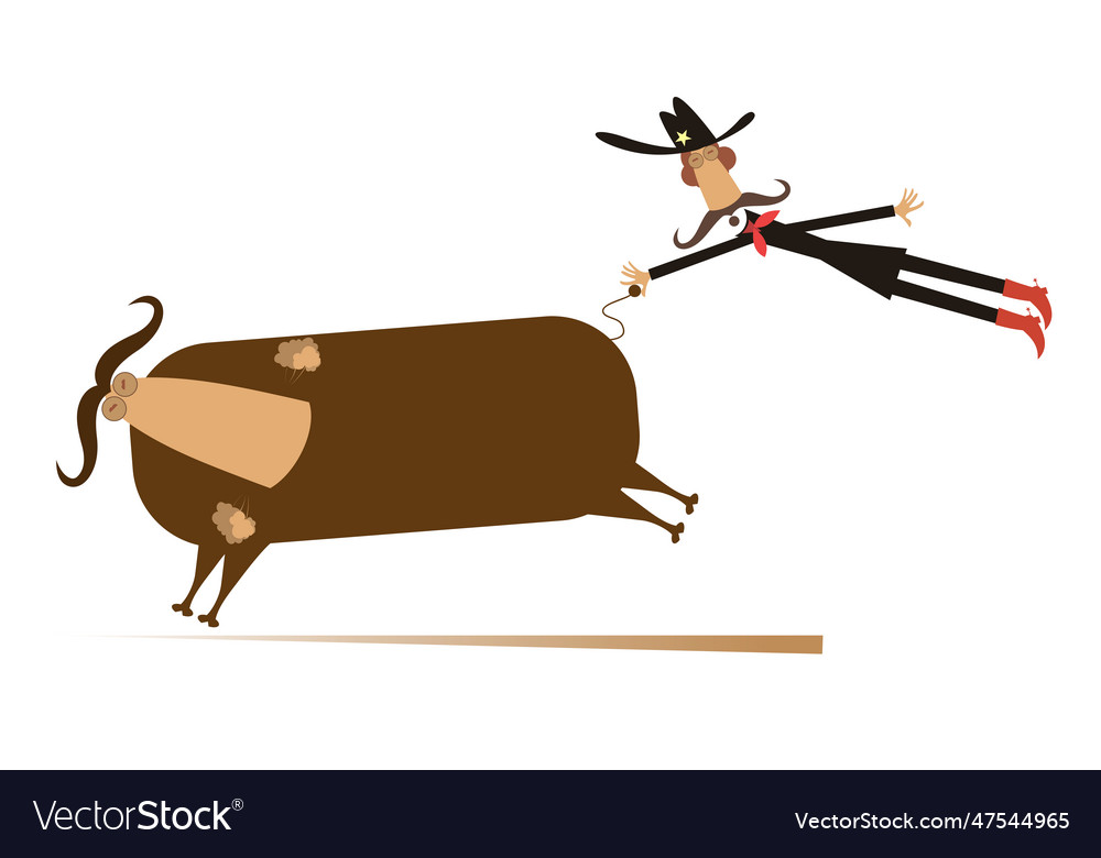 Bull farmer cowboy rodeo Royalty Free Vector Image