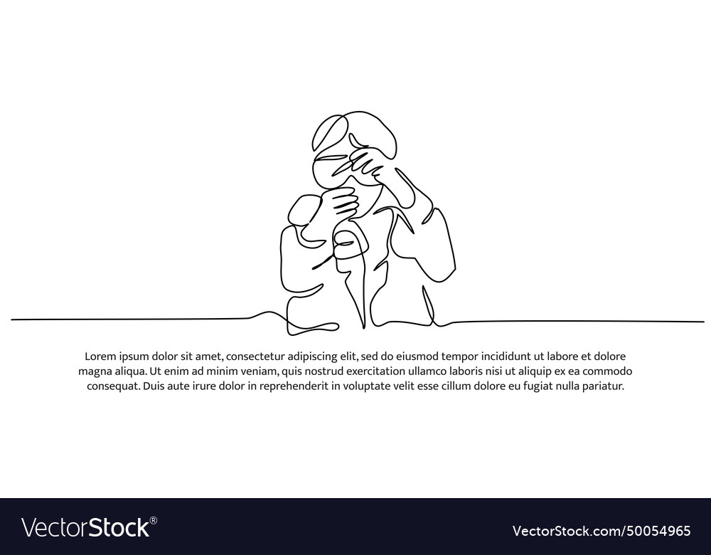 Continuous line design of the man doing lab vector image Continuous line design of the man doing lab
