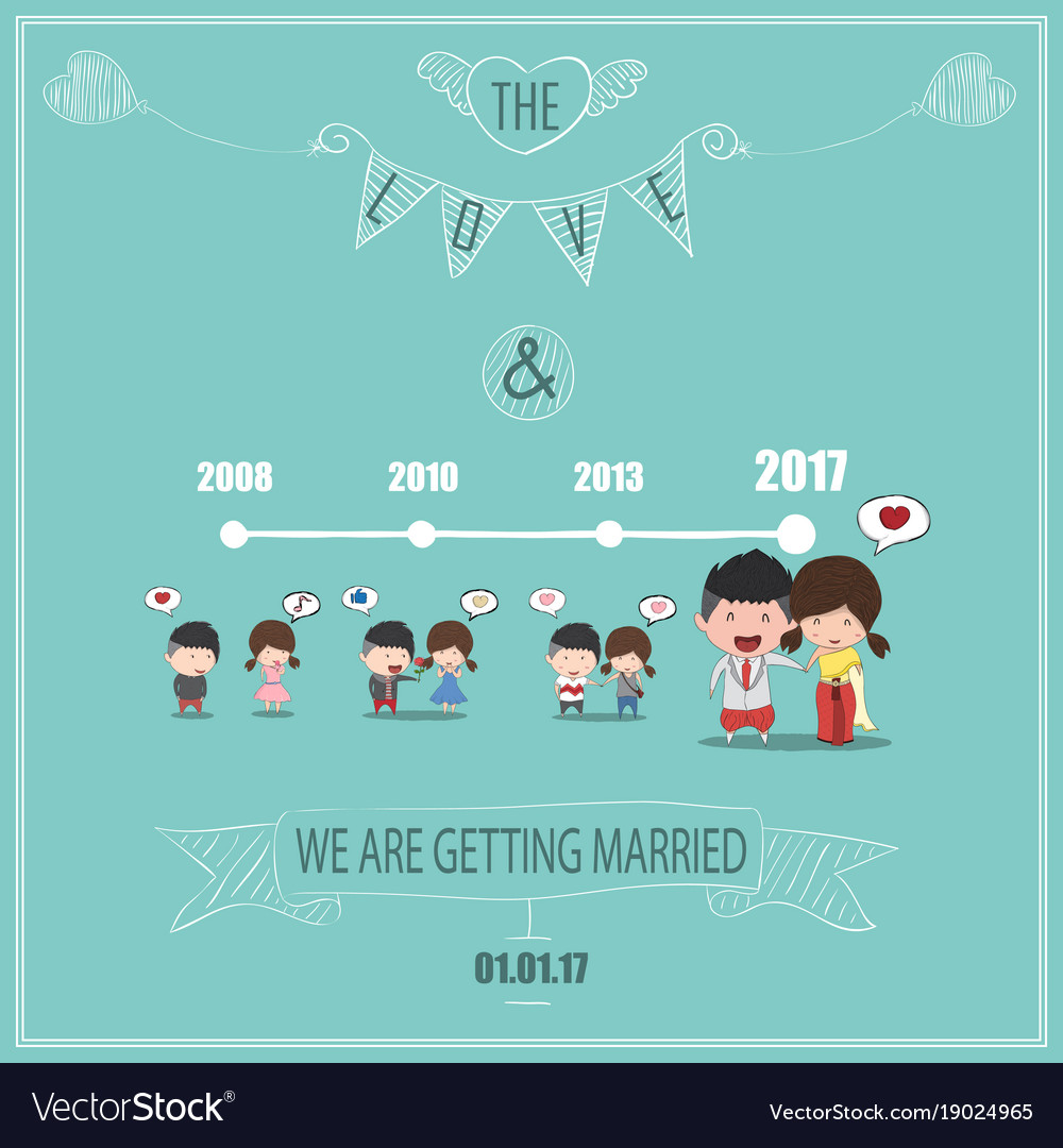 Süße Cartoon Hochzeit Paar Illustration