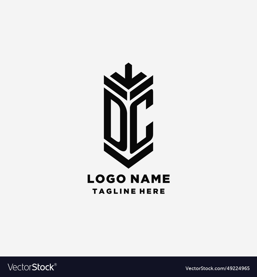 Initials dc shield logo design creative monogram