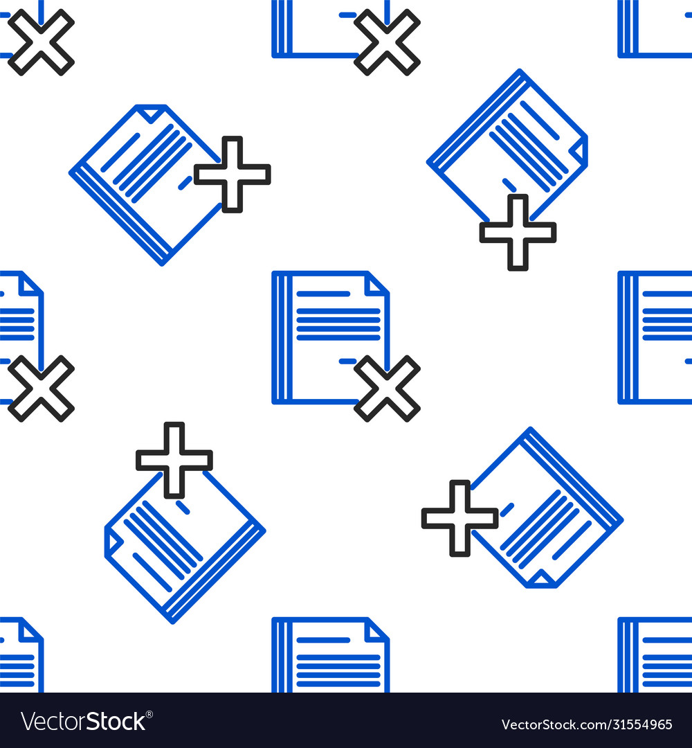 Line delete file document icon isolated seamless vector image Line delete file document icon isolated seamless