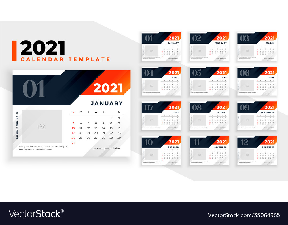 Modern 2021 new year calendar design template Vector Image