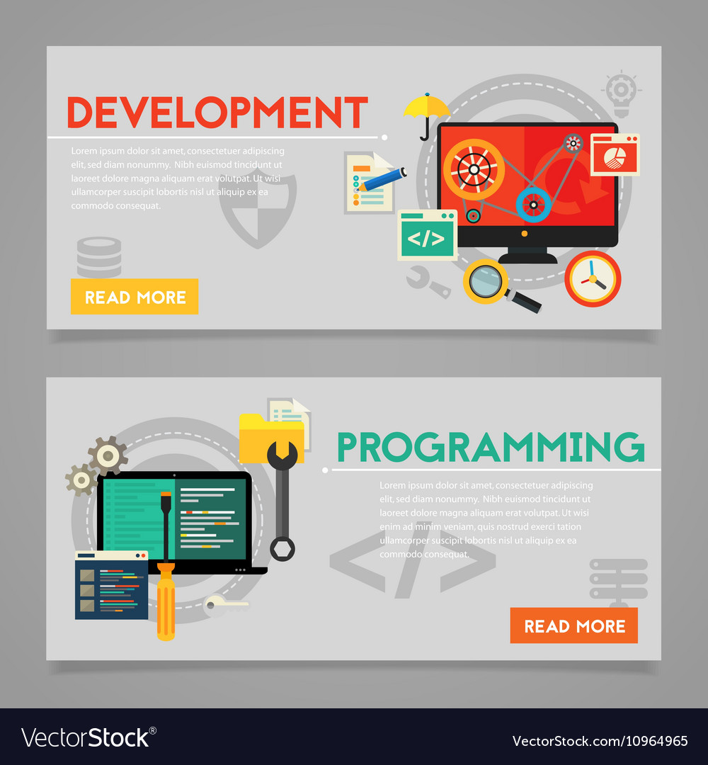 Programming and Graphic Design Concept Banners Vector Image