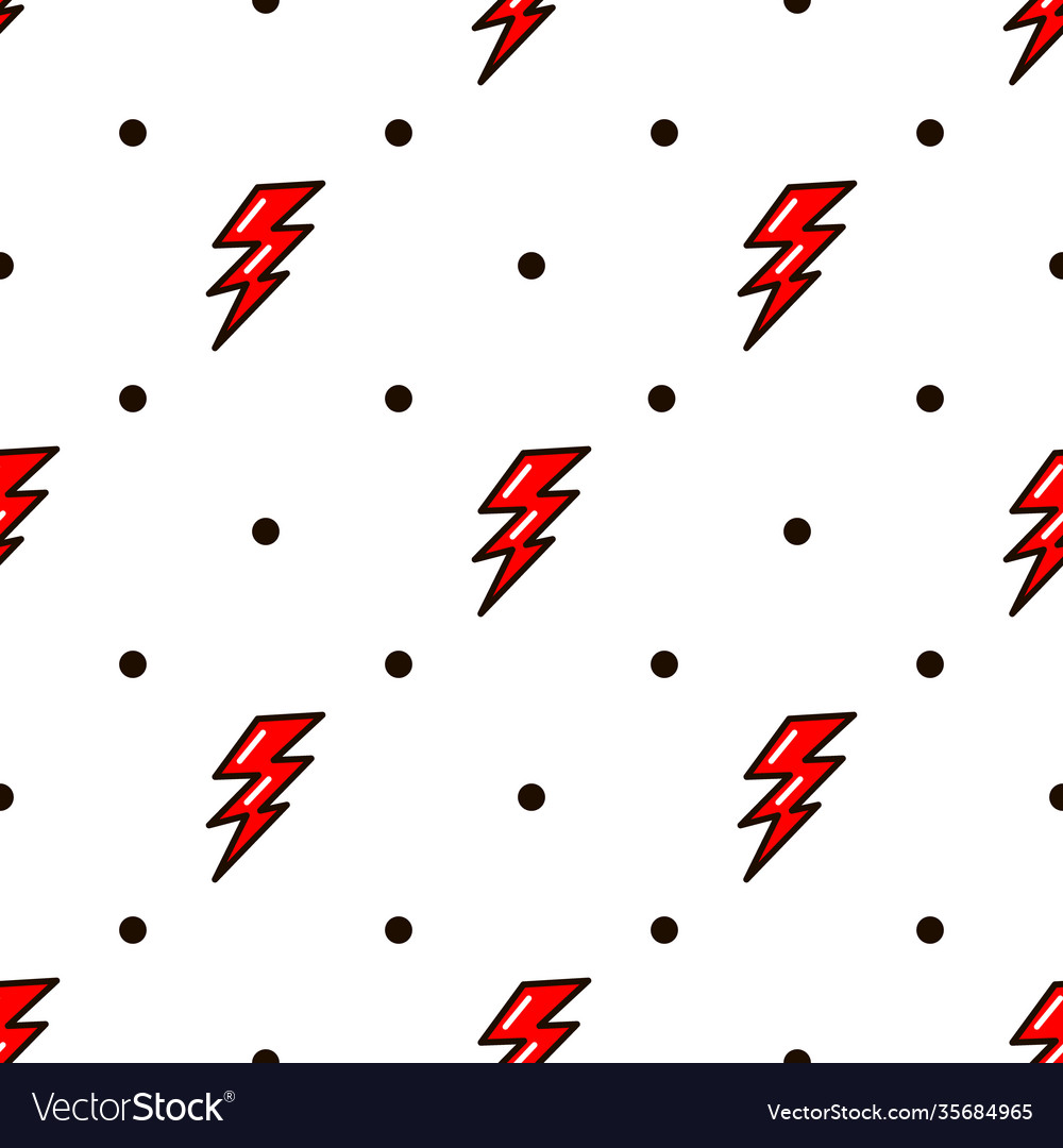 Red lightning seamless pattern old school style Vector Image