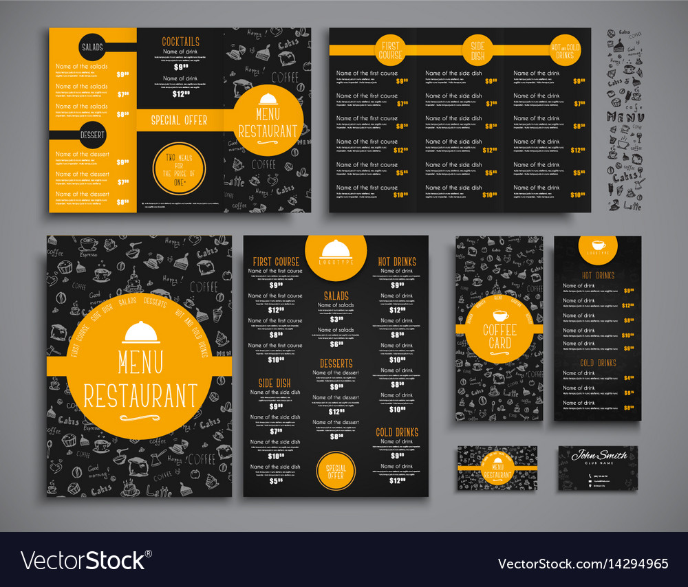 set a4 menu folding brochures and flyers narrow vector image