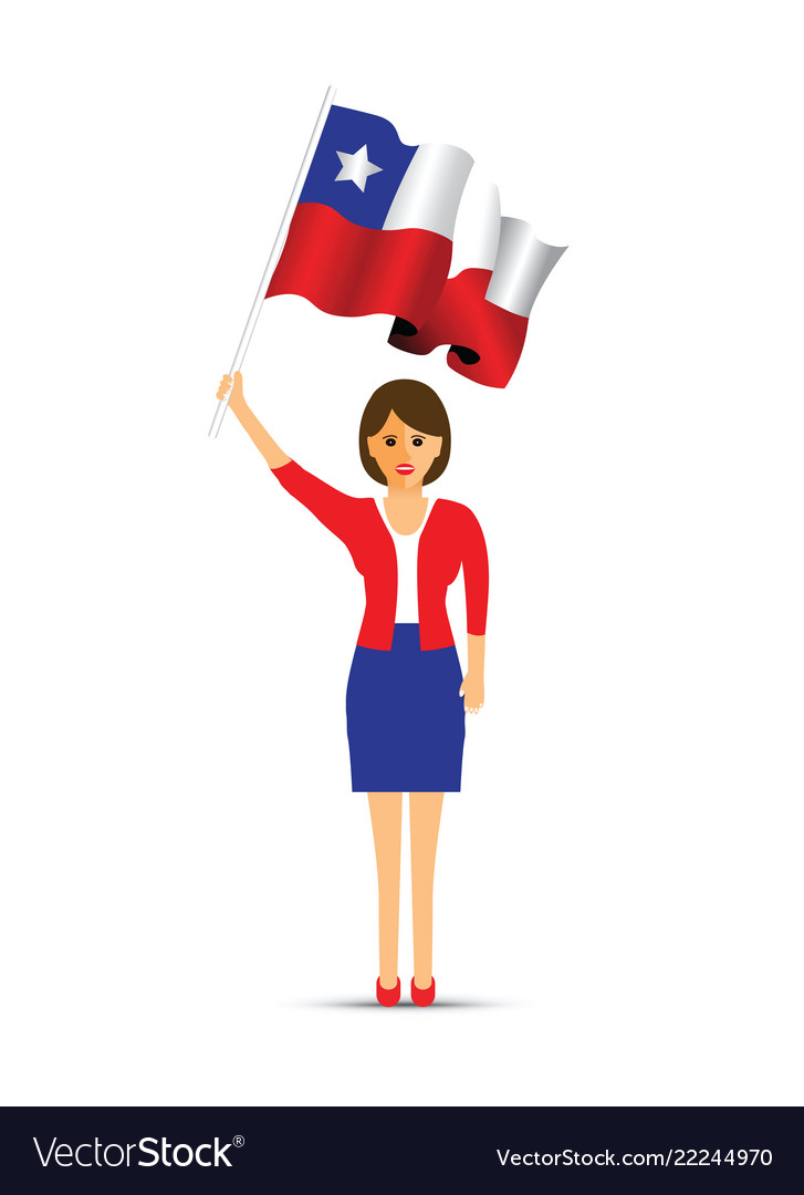 Chile flag waving woman