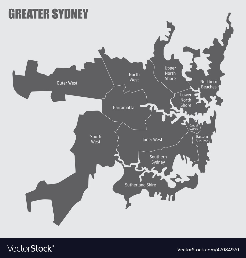 Greater sydney map Royalty Free Vector Image - VectorStock