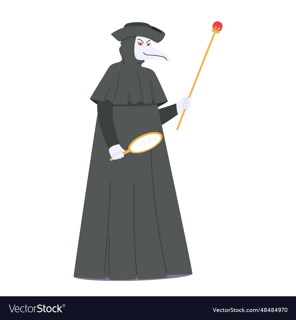 Mysterious figure in a plague doctor venetian