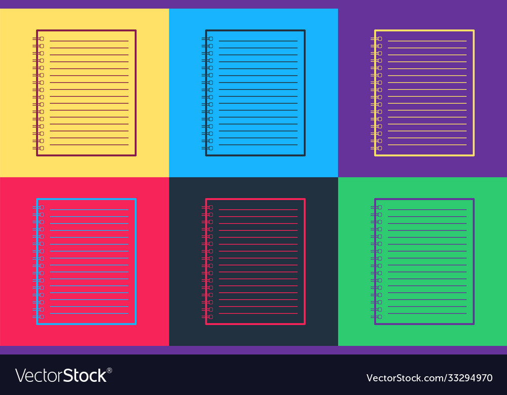 Pop art notebook icon isolated on color background vector image Pop art notebook icon isolated on color background