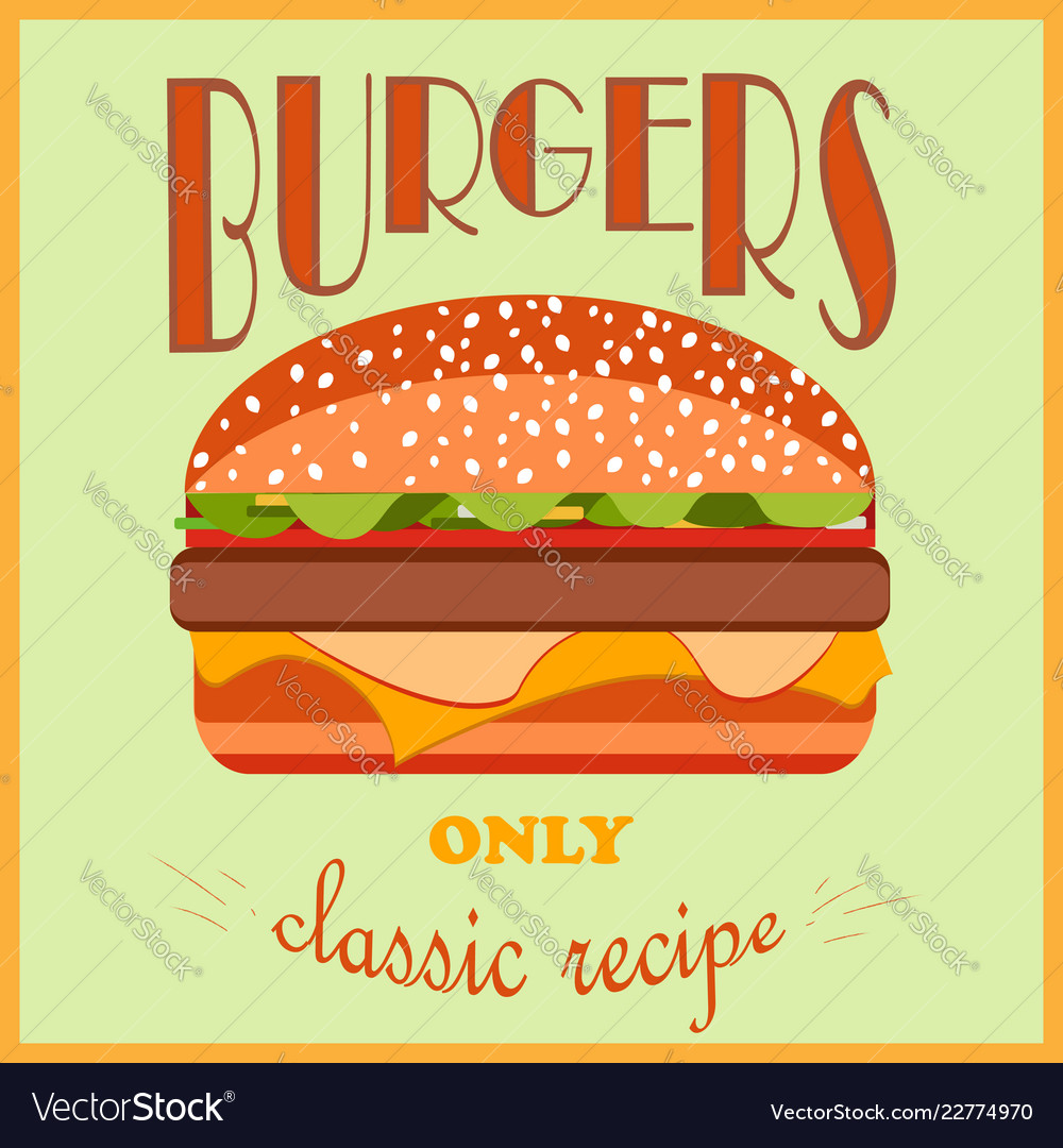 Retro style poster burgers advertising only Vector Image