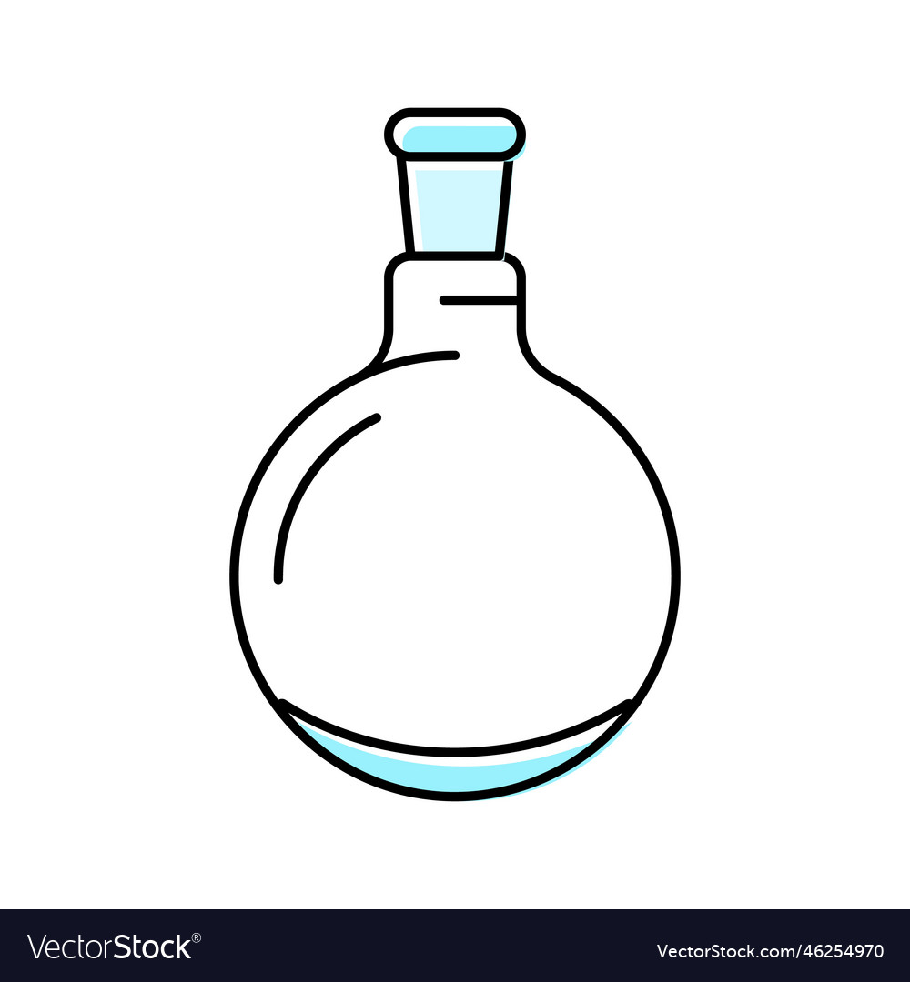 Round bottomed flask chemical glassware lab color vector image