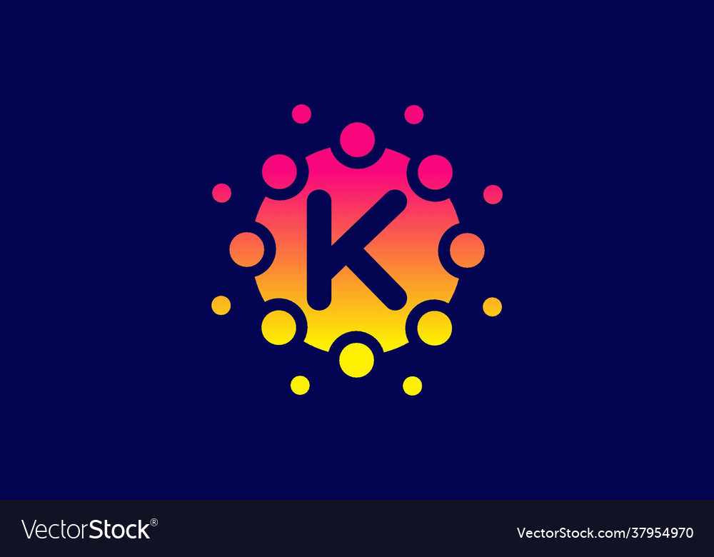 Yellow pink gradient color k initial letter Vector Image