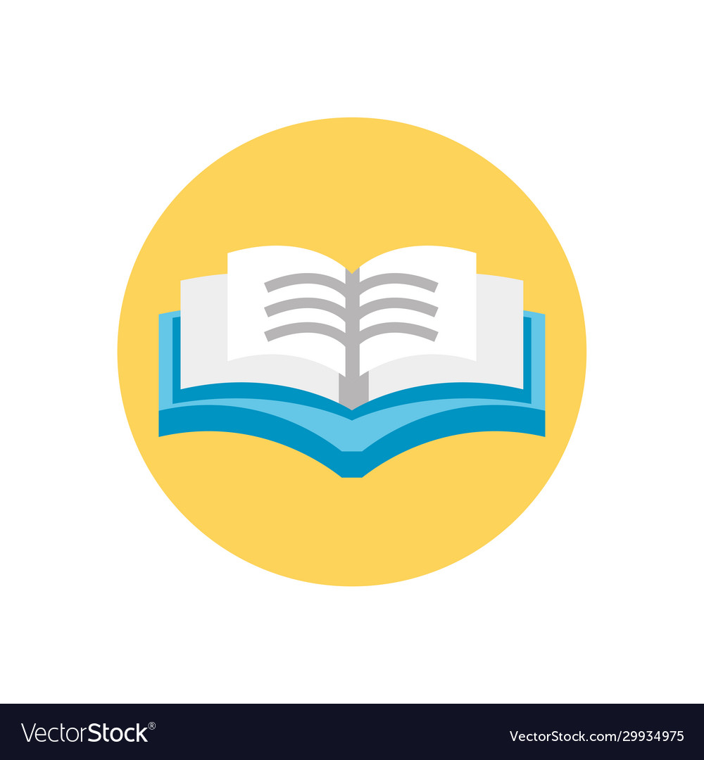 Academic book open icon colorful block style