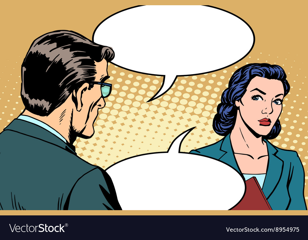 Businessman and businesswoman dialogue Royalty Free Vector