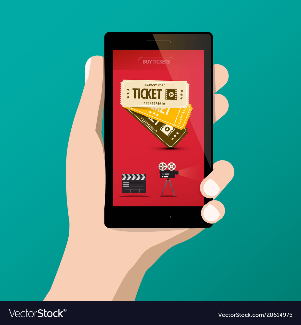 Buying Cinema Movie Tickets Online Royalty Free Vector