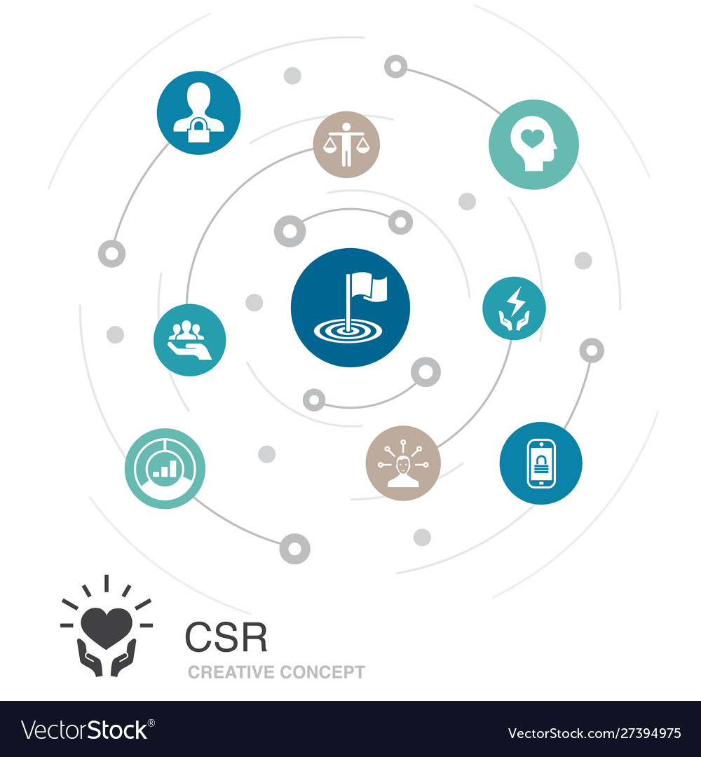 Csr colored circle concept with simple icons