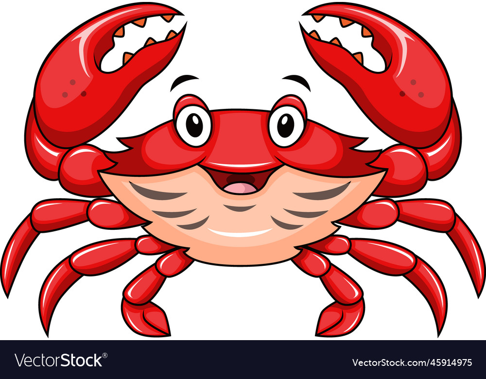 Cute happy crab on white background Royalty Free Vector