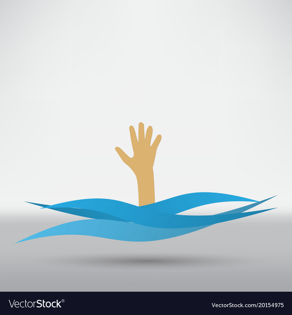 Drowning and reaching out hand for help