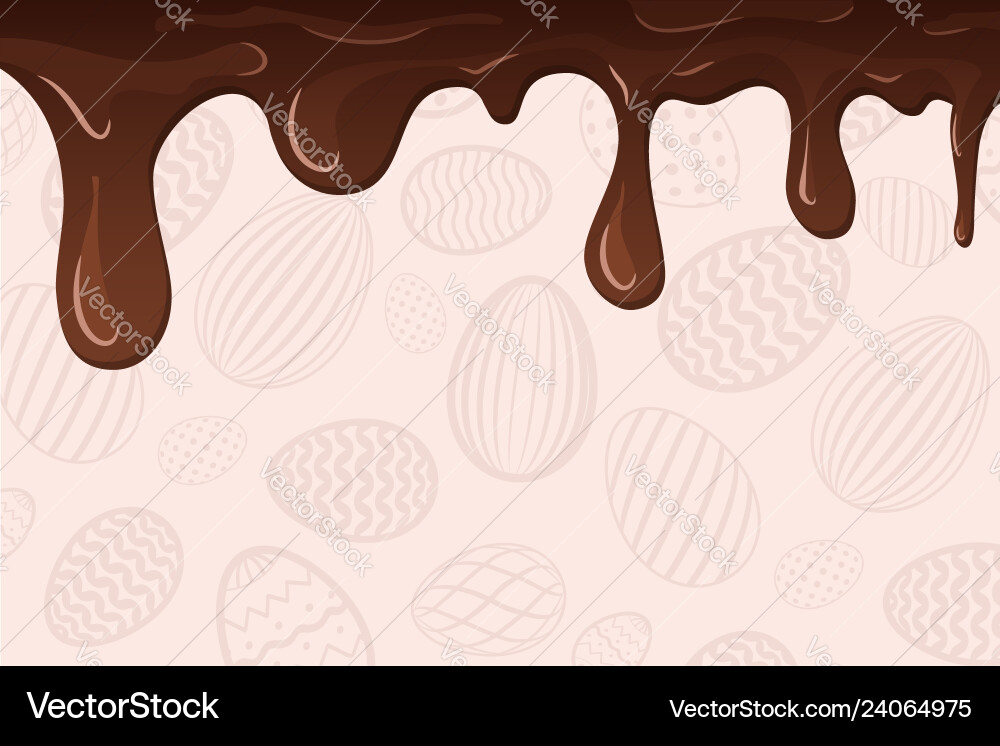 Easter egg pattern dripping brown chocolate Vector Image