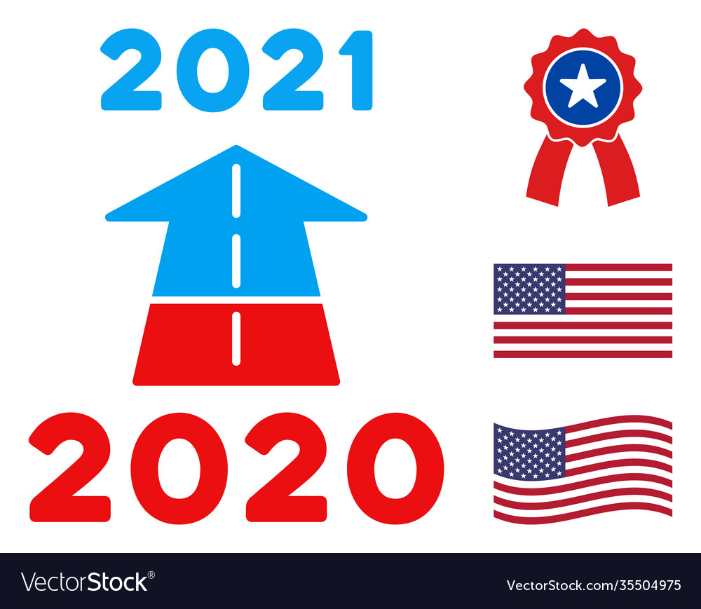 Flat 2021 future road icon in american