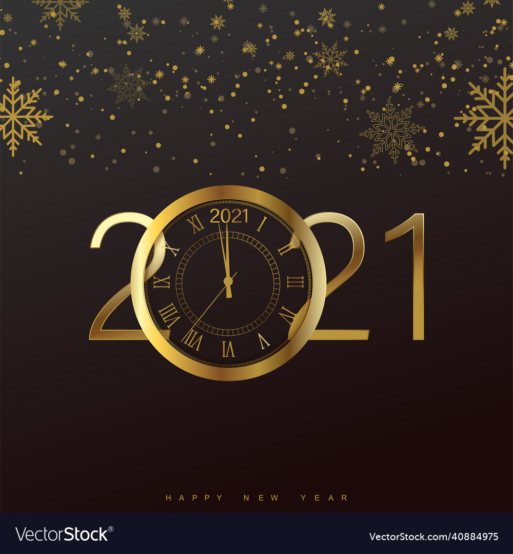 Happy 2021 year card with golden watch