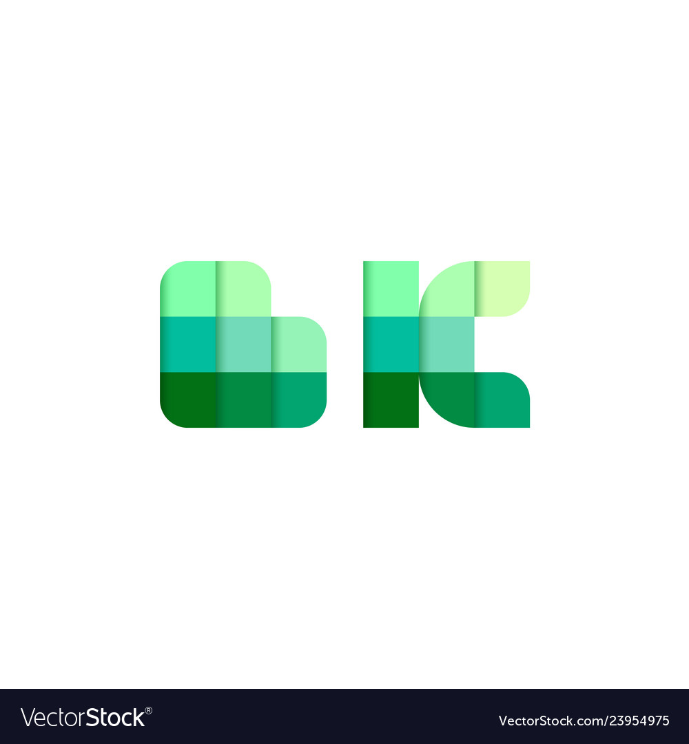 Initial letters bk b k pixel brick logo design