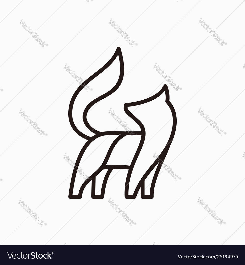 Line art fox black color designs template vector image Line art fox black color designs template