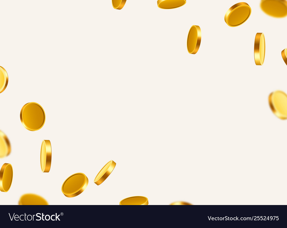 Realistic gold coins explosion isolated