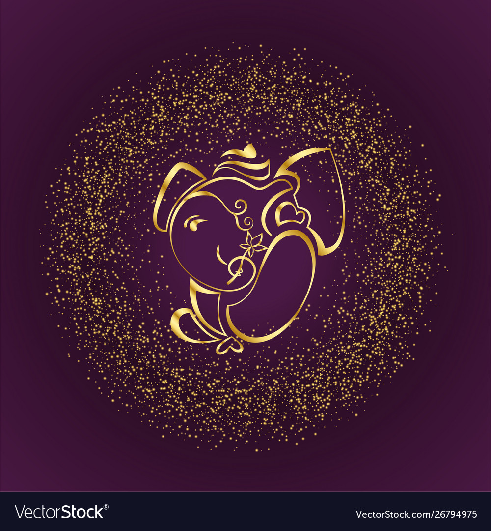 Stylish Golden Lord Ganesha Design Background Vector Image 7623