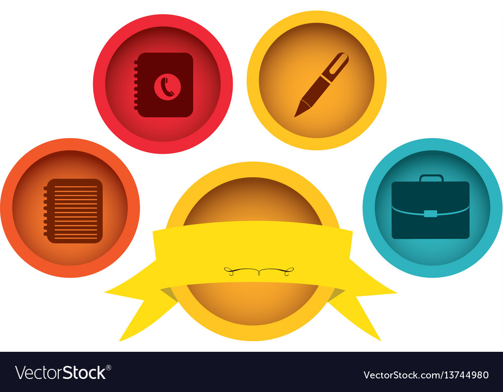 Apps technology buttons with emblem and ribbon