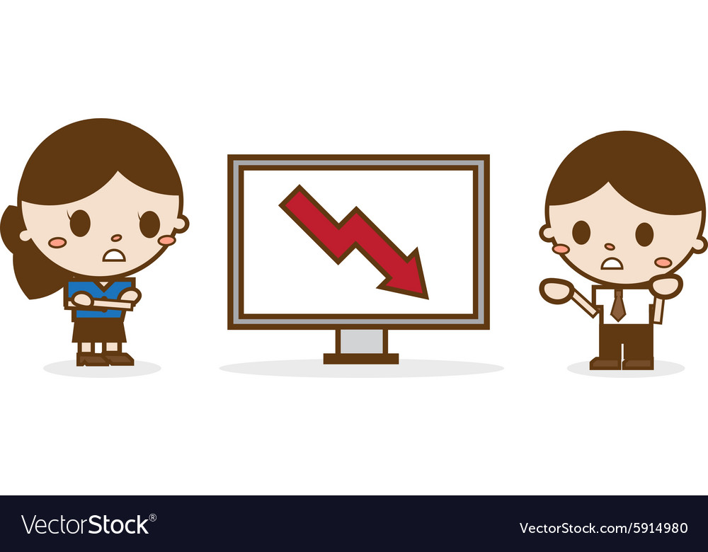 Business people looking at a bad results chart