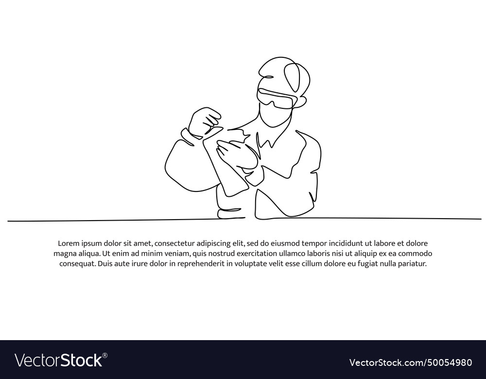 Continuous line design of the man doing lab vector image Continuous line design of the man doing lab