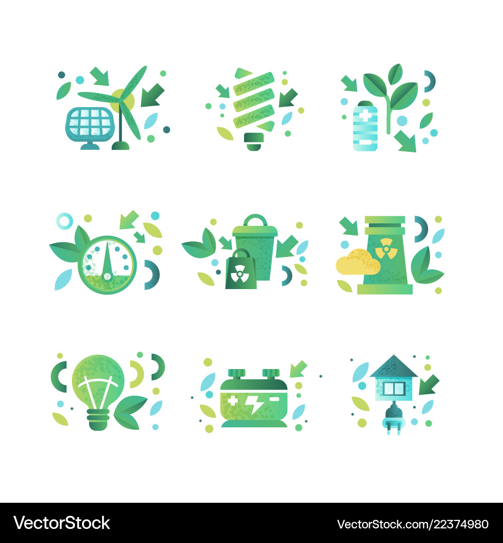 Eco symbols set ecology cocept environment Vector Image
