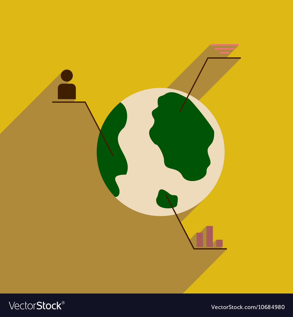 Flat web icon with long shadow earth infographics