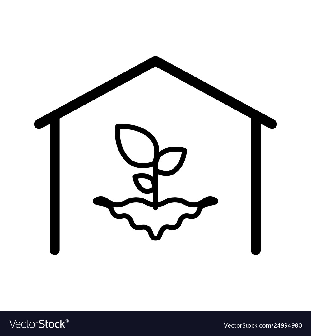 Greenhouse Plant Line Icon Royalty Free Vector Image