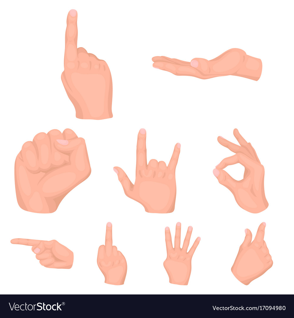 Hand gestures set icons in cartoon style big Vector Image