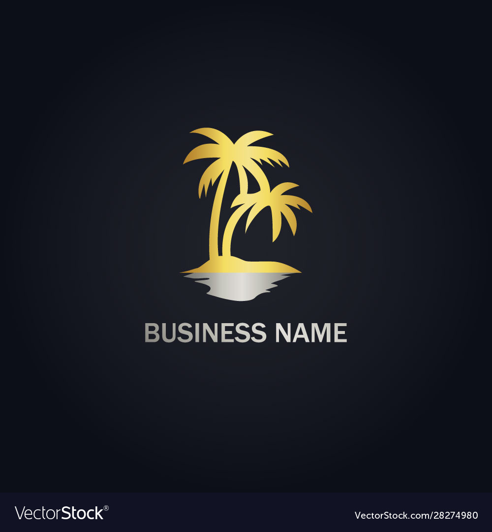 Palm tree ocean beach logo vector image Palm tree ocean beach logo