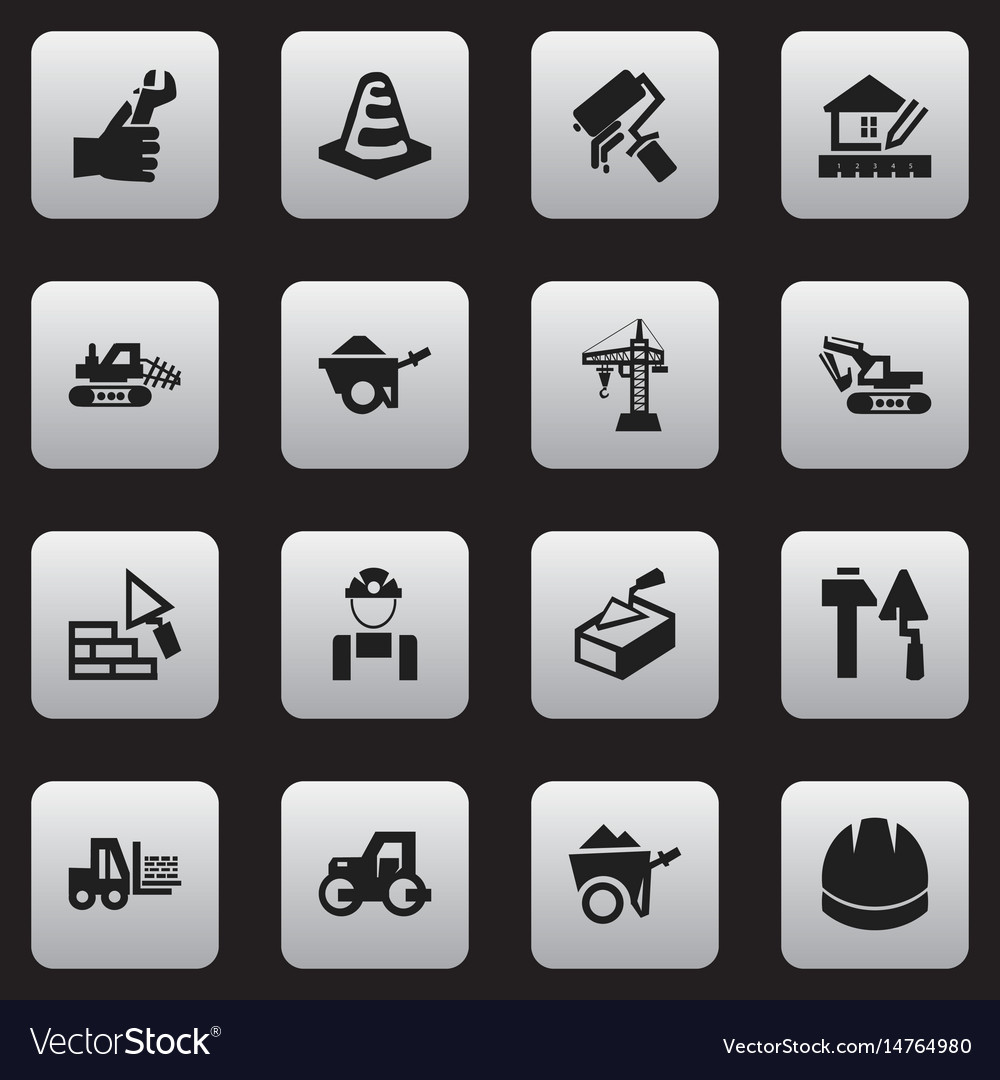 Set of 16 editable structure icons includes