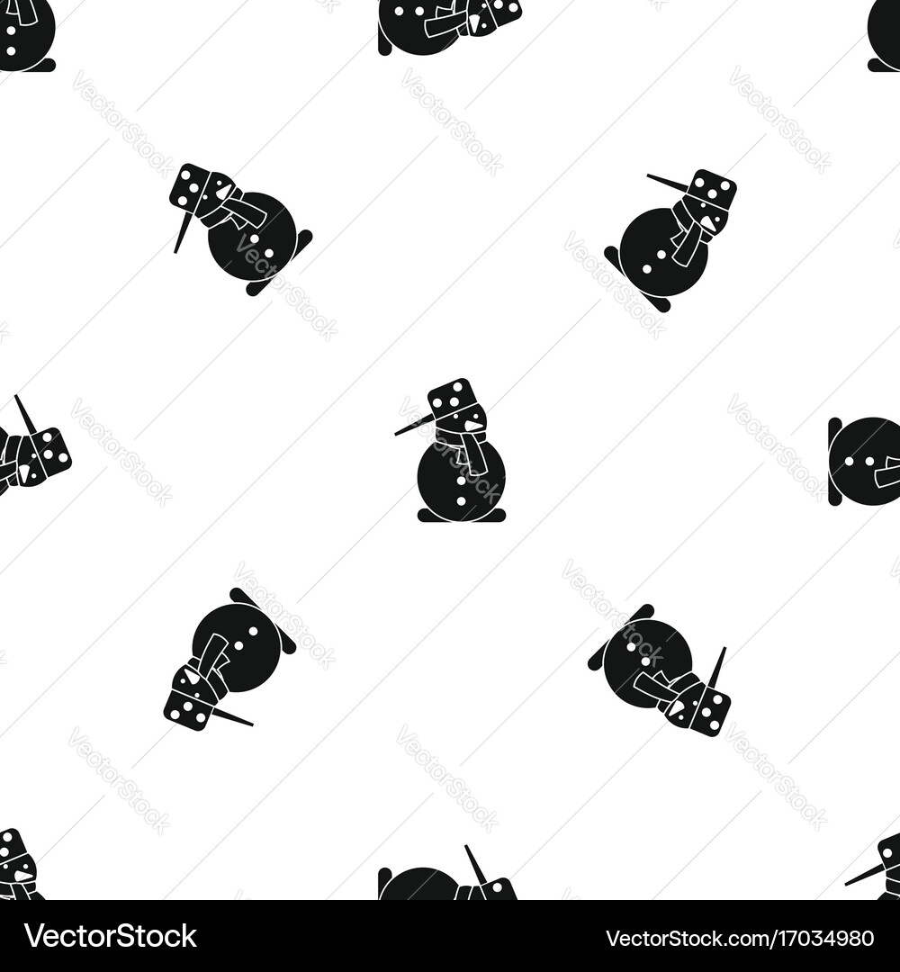 Snowman pattern seamless black Royalty Free Vector Image