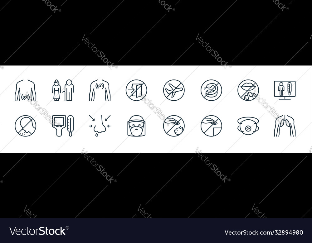 Stop virus line icons linear set quality