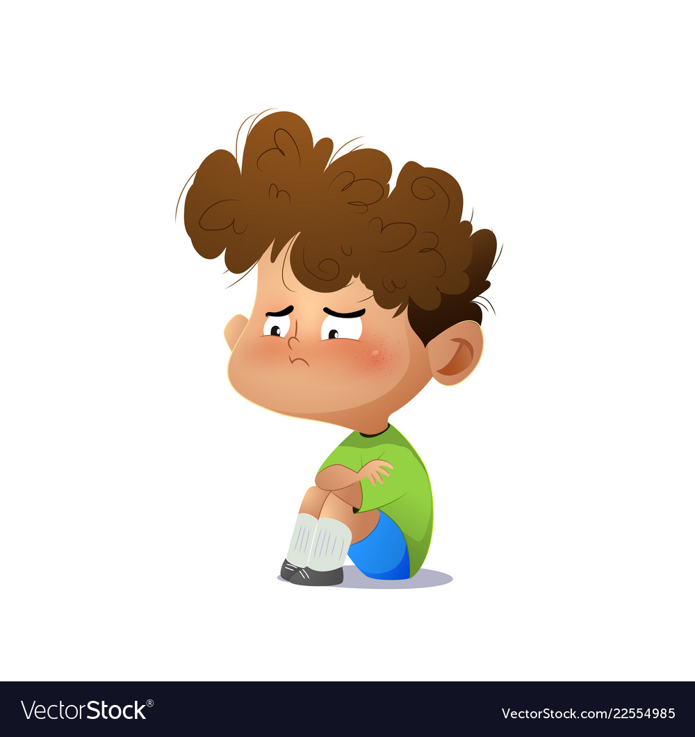 Cartoon sad boy Royalty Free Vector Image - VectorStock